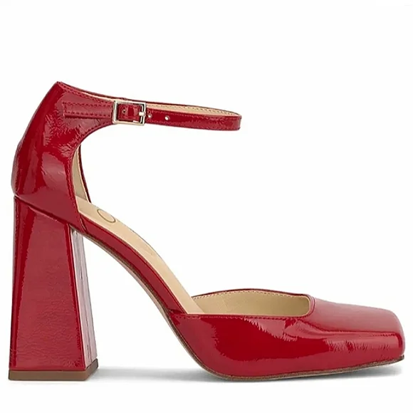 New w/Box Jessica Simpson Lollah Pearlized Vegan Patent Leather Block Heel Pumps - Picture 3 of 8